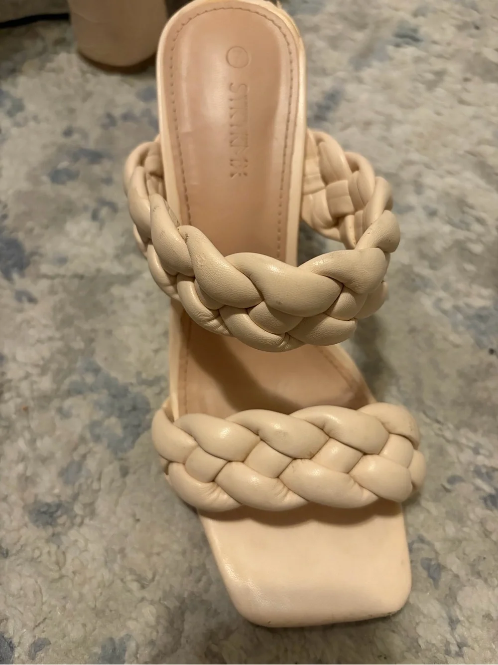 Braided Strap Block Heel Sandal - Peachy Beige Size 7
